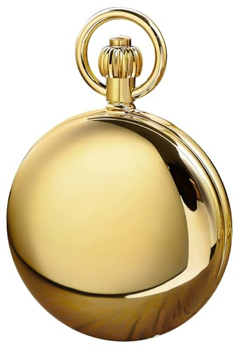 Tiong Double-Sided Gold Minimalist Fashion, Mechanical Pocket Watch with A Gold Roman Numeral Dial