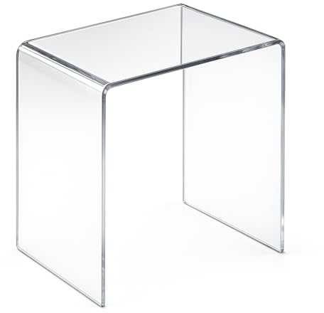 wonido Hochwertiger Acryl-Glas Beistelltisch/Nachttisch – Transparent, H 42,5 cm, B 44 cm, T 29,5 cm – 8 mm Stärke, modernes Design, klarer Tisch aus stabilem Acryl