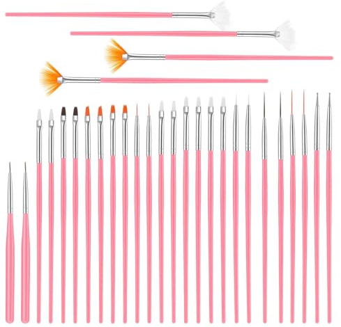 Food Safe Paint Brush, 30 PCS Cake Decorating Brushes Cookie Paint Brushes Kit Cookie Decorating Fondant Brush Multiple Function DIY Tool Set Icing Pastry Brushs for Painting Baking, Pink