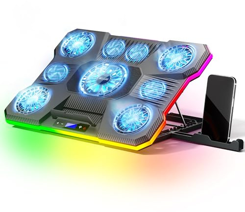 MOOJAY Base Refrigerante con 9 Ventiladores Silenciosos, 10 Modos RGB