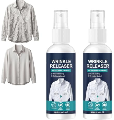 Portable Fabric Instant Wrinkle Release Spray, Travel Size Wrinkle Release für Kleidung, Static Guard & Fabric Perfekt für Reisen, Geschäftsreisen & Home Use (2 stücke)