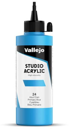 VALLEJO ACRYLIC STUDIO, PINTURA ACRÍLICA, 200ML, AZUL CYAN, Nº 24