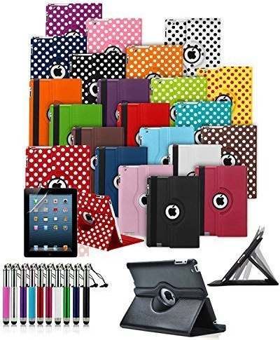 HTC Google Nexus 9 (2014 Model) 8.9” inch Tablet 360° Rotating Swivel Executive PU Leather Folio Case Stand Cover with Retractable Stylus Touch Pen and Screen Protector - White