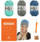 myboshi Häkelset Mütze Ikoma für Anfänger, inkl. No.1 Wolle, Häkelnadel, Wollnadeln, Anleitung, Label, Mützen-Häkelpaket, 30% Merinowolle Blau mit Häkelnadel
