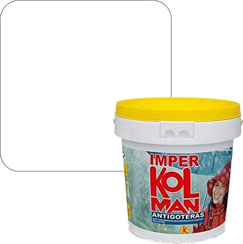 Revestimiento Impermeabilizante Imper Kolman. Caucho Elástico Impermeable Antigoteras. (12 litros, blanco)