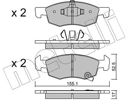 metelligroup 22-1034-0 Bremsbeläge, Made in Italy, Ersatzteile für Autos, ECE R90-zertifiziert, Kupferfrei