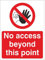 Pack of 2 x No Access Beyond This Point Signs 150mm x 200mm - Rigid Plastic