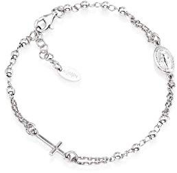 Amen - Armband aus 925er Silber, Kollektion: Rosari, Farbe: Rhodium, Einheitsgröße, Rosenkranz-Armband