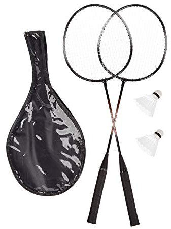 Relaxdays Badmintonset 10er Set mit Tasche, 2 robuste Bälle, grau