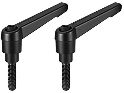uxcell M6 x 16mm Handle Adjustable Clamping Lever Thread Push Button Ratchet Male Threaded Stud Knobs Locking Rotating Screw Handles Quick Release Bolt Black 2pcs
