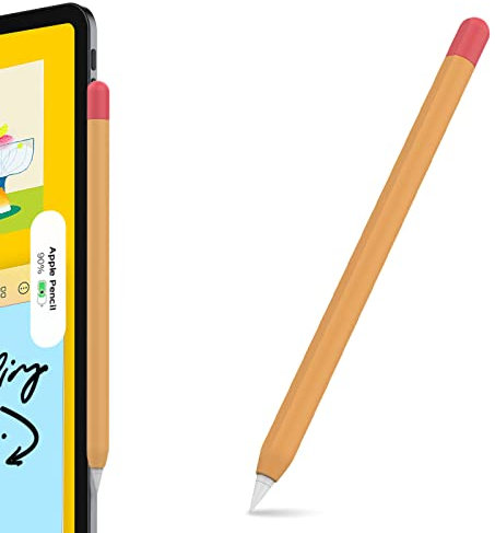 AHASTYLE Duotone Case for Apple Pencil 2nd Generation & Apple Pencil Pro (2024) Ultra Thin Protective Cover Silicone Skin Compatible with Magnetic Charging and Double Tap (Orange + Red)