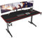 DlandHome scrivania gaming 140 cm, Grande Scrivania Gaming Desk per Laptop PC, Tavolo Gioco con Tappetino Per Mouse, Gestione dei Cavi, Portabicchieri e Gancio per Cuffi ​Nero