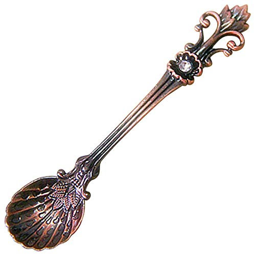 MSYMetal Carved Coffee Spoon Set Vintage Table Spoon Antique Tea Spoons Coffee Spoon 1PC Fork Tablespoons,dark copper