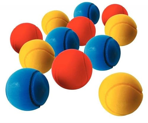 Lot de 12 balles de Tennis en Mousse diamètre 7 cm Couleurs Assorties