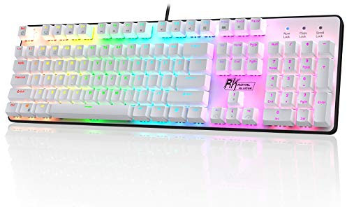 RK ROYAL KLUDGE RK920 Mechanische Tastatur in voller Größe, Gaming-Tastatur mit Regenbogenbeleuchtung, Mechanische Tastatur mit 104 Tasten und Nummernblock, taktiler brauner Schalter