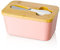 Candiicap Porcelain Butter Dish with Knife & Wooden Lid, Airtight Butter Keeper for Countertop, Large Butter Holder for All Types of Butter(Matte Pink)