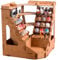 Plydolex Holz-Eck-Farb-Organizer für 32 Flaschen Farben und 46 Pinsel – Braun Farbregal Organizer mit 6 Miniatur-Ständern und Szene für Fotoaufnahmen – Geeignet für Miniatur-Farben-Set