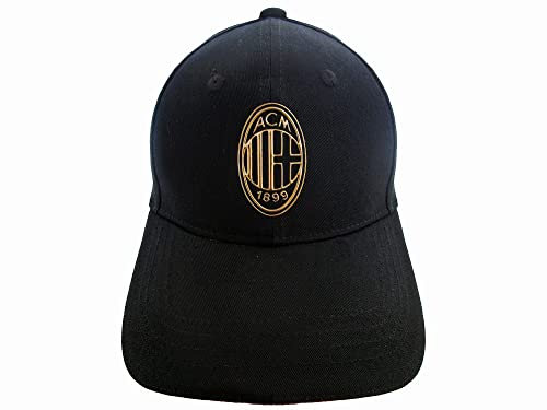 3R SPORT SRL Offizieller Milan-Hut Rossonero Modell Details Gold 100% Baumwolle Schwarz Rot Lizenzprodukt für Erwachsene (Größe 58)