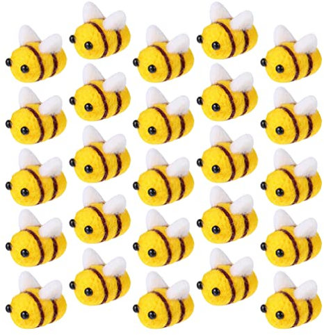 Kisangel Filzbienen für Handwerk Wolle Filz Plüschbällchen Biene DIY Craft Schmuck Accessoire 25 Pcs