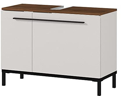 Lomadox Badezimmer Waschbeckenunterschrank in Kaschmir mit Absetzung in Nussbaum Nb., B/H/T ca. 80/59/34 cm
