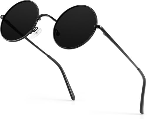 ANYLUV Round Retro Black Circle Sunglasses - Polarised UV Protection for Men and Women