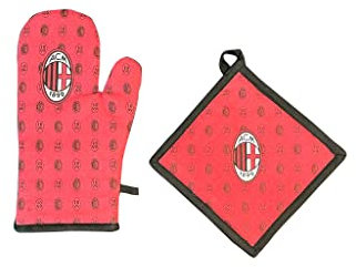 AC Milan | Guanto Forno + Presina Cucina | Set Barbecue | Prodotto Ufficiale