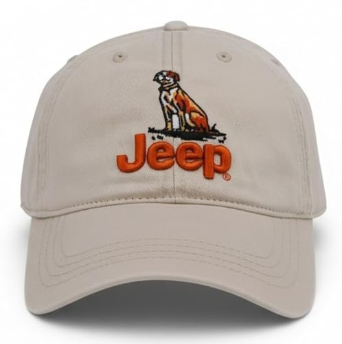 Jeep Vintage Dog Logo Garment Washed Hat Classic Design DSC Original | Cool Stuff (Stone), Olivgrün, hell, Einheitsgröße