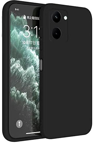 Topme Funda para Realme C33 (6.5 Inches) Carcasa Caja Case Estuche, Funda Protectora de Piel de Silicona TPU - Negro