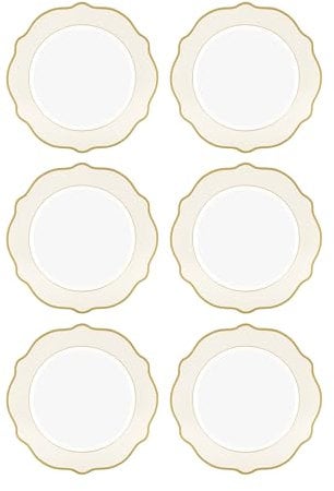 the mia Jaswely Collection Porcelain Dinner Plates, Set of 6 (Cream)