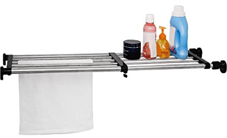 ARIIKON Verstellbares Kleiderschrank Regal, Erweiterbar Einlegeböden Ohne Bohren, Regalböden Ausziehbar Länge 60-80cm, Breite 25cm, DIY Separator für Küche, Badezimmer, Schlafzimmer, Schwarz
