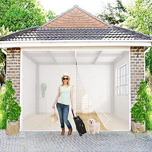 Magnetisches Fliegengitter, 260x285 cm mit durchgehendem Magnet, für Balkon und Fenster, schnelle Befestigung an Fenstern aus Holz und Aluminium, Weiß P