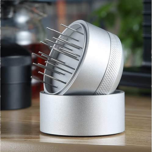 Jinkey WDT Tool Espresso, Kaffee Nadel Distributor Tamper 51mm Verteiler Nadel Espresso Kaffeerührer Kaffee Tamper Werkzeug für Kaffeesatz Edelstahl Espresso Kaffee Rührer Rührerkzeug - Silber
