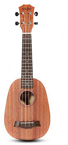 CAZARU 21 Zoll 4 Saiten Ukulele Hawaii Ananas Stil Mahagoni Mini Gitarre Musikliebhaber E-Bass Ukulele Gitarre Musikinstrument