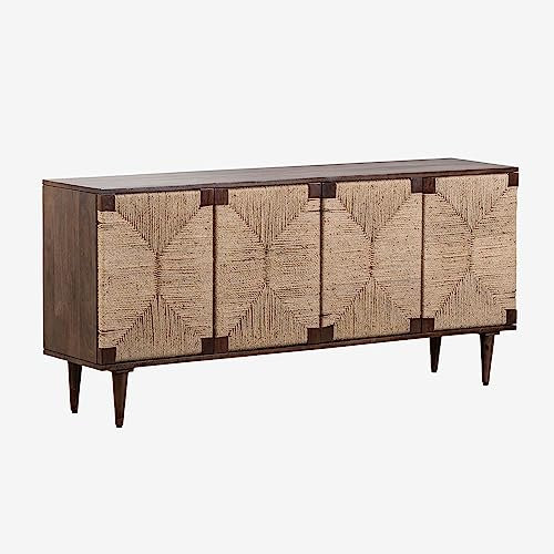 SKLUM Sideboard aus Mangoholz und Jute Evans Braun Dark