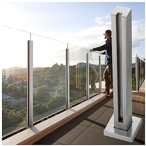 Glas Geländerpfosten Glashalter Edelstahl Metall Quadrat Geländerpfostensystem Aus Glas Paneel-Balustraden-Bausatz, Intern Äußerlich Dachboden Leitplanken-Säule Pool-Zaunpfahl, Bahnsteig Treppe Verand