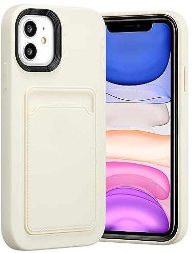 ZCDAYE Hülle für iPhone 11 mit Kartenfach, Weiche Stabile TPU iPhone 11 Handyhülle Case Schutzhülle Handytasche für iPhone 11 (6.1 inches), Weiß