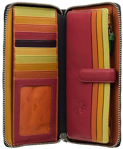 VISCONTI Daisy Collection DS85 Geldbörse aus Rhode-Leder, mit Reißverschluss, RFID-blockierend, Schwarz , Einheitsgröße, Modern