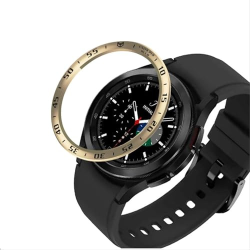 GIOPUEY Schutzring Kompatibel mit Samsung Galaxy Watch 4 Classic 46mm, Bezel Ring Bezel Styling Lünette Schutz hülle, Schutzring aus Aluminiumlegierung aus Metall - A-Gold