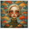 artboxONE Poster 40x40 cm Tiere Goldfisch Freunde hochwertiger Design Kunstdruck - Bild goldfische Fische Frau