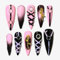Sun&Beam Nails Handmade Press-on Long Pointed Nails Pink Black Gold Silver Diamond Rose False Nail Tips Design Fashionable 10 Pcs Set (#152 M)