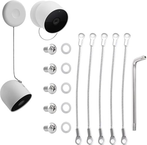 [4 Stück] Anti-Diebstahl-Sicherheitskette für Google Nest Cam Outdoor oder Indoor (Akku)/Arlo Pro 4/Arlo Pro 3/Arlo Ultra/Arlo Ultra 2/, Sicherheitskabel mit Anti-Diebstahl-Schrauben (Kamera nicht im