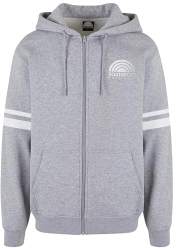Southpole Sp285-southpole College Zip Hoody Felpa con Cappuccio, Grigio Melange/Bianco, XL Uomo