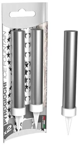 Zeus Party Magic Flambe Candeline Fontane Luminose con Fiamma Bianca/Argento Candele Confezioni da 2 pz