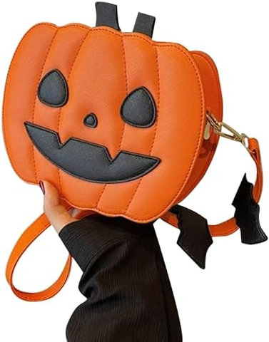 YIZITU Halloween-Kürbis-Tasche, modische Umhängetasche, große Kapazität, vielseitige Handy-Tasche für Teenager, Mädchen, Reisetaschen, Orange Happy