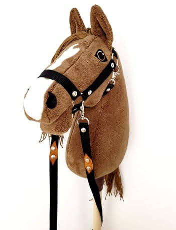 Steckenpferd A4 (Pferd auf einem Stock) Hobby Horse A4 komplett mit Kantar wie auf dem Foto (Hellbraun)
