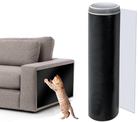 Protezione Graffi Gatto Divano, Antigraffio Gatti Divano Pellicola PVC, Graffi Protezioni Nastro Adesivo per Mobili, Divani, Sedie, Letti, Tappeto (25cm x 300cm, Nero)