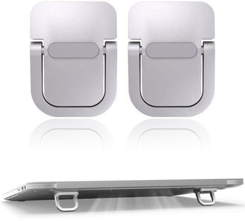 QEDBOJE 2 Pezzi Mini Supporto per Laptop, Portatile Alzacustro per Tastiera per Scrivania, Flessibile Supporto Laptop Invisibile, Alzata Laptop Adesivo Supporto per Computer (Argento)