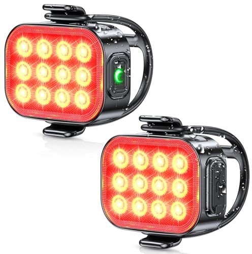 ISEYOU Luz Trasera Bicicleta[2 Pack], Luz Trasera Bici Potente LED con 6 Modos, IP65 Impermeable, Recargable USB-C, Fácil de Instalar, Lámpara Led de Advertencia Seguridad para Casco, Patinete, Bike