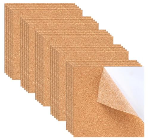 25 Pièces Liege Autocollant, 1mm D'épaisseur Plaque de Liege, Carré de Plaque de Liege Mural, Liege Mural pour Décoration de Table, Décoration Murale, DIY (10 x 10cm)