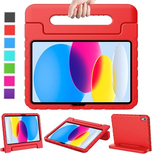 KNEKT Shockproof Kids Case for iPad 11th Generation A16 11 2025, 10th Generation 10.9 2022 & iPad Air 11'' 2024, iPad 10th/11th Gen Tough Case Lightweight with Stand and Convertible Handle (Red)
